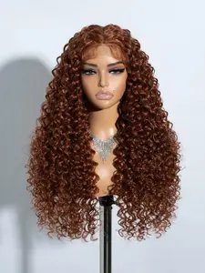 23 Inch Fashionable Coily Wigs for Women, Gorgeous Fluffy Wigs with Curly Bangs, Deep Curly Wig, Synthetic Lace Front Wigs for Party, Daily Use