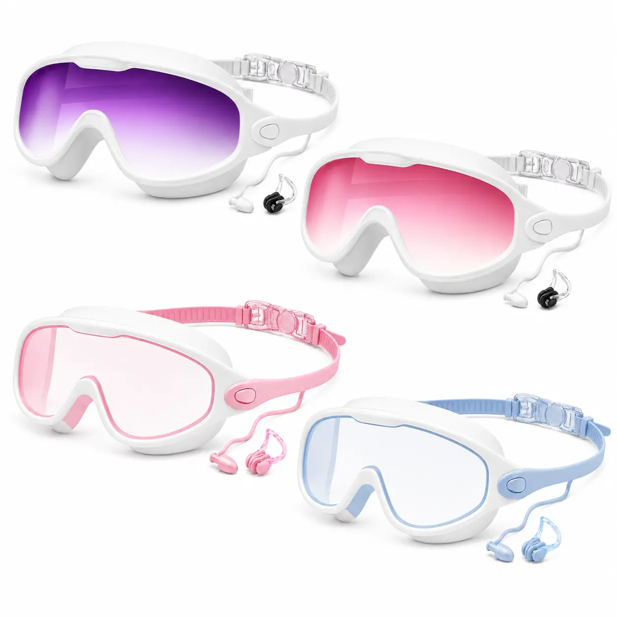 Swim Goggles for Women&Men 2/4 Pack Stylish Anti-Fog UV Protection Swimming Goggles, 180° Panoramic Clear View for Adults, Teens & Youth