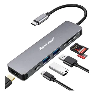 Hiearcool USB C Hub, USB-C Multi-Port Adapter for MacBook Pro, 7IN1 USBC to HDMI Hub Dongle Compatible for Laptops and Other Type C Devices (4K HDMI USB3.0 SD/TF Card Reader 100W PD)