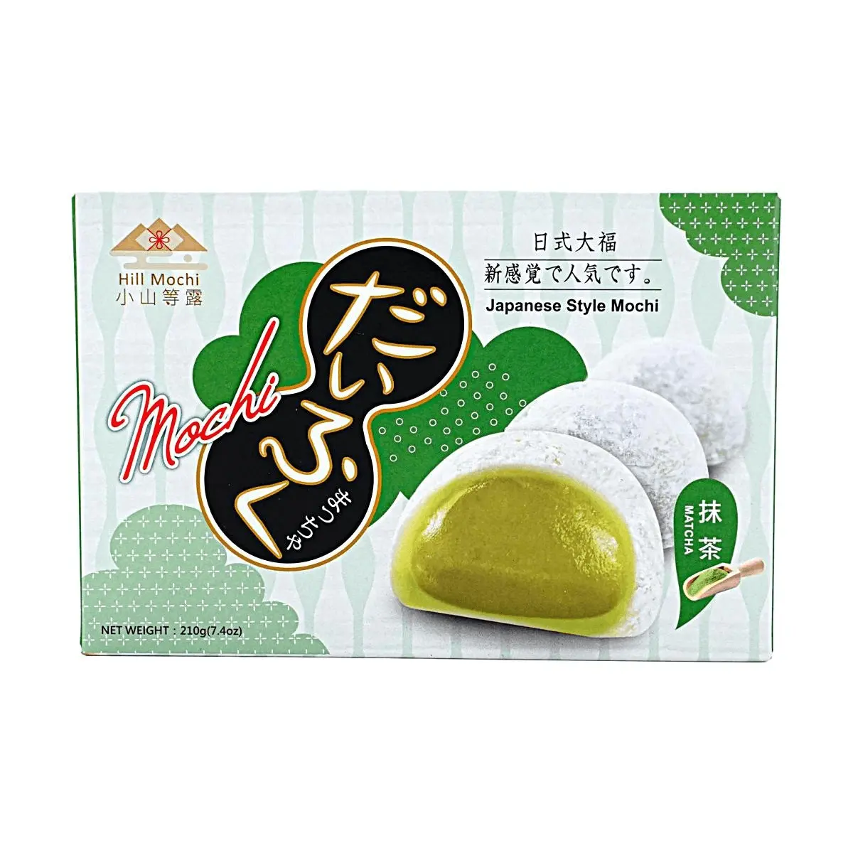 XIAOSHANDENGLU Matcha Mochi Daifuku 210g - Japanese Style Soft Rice Cake with Creamy Filling, Authentic Taiwanese Snack