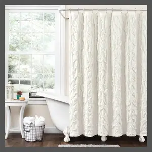 72"x72" Ravello Pintuck Single Shower Curtain Ivory - Lush Décor: Elegant Bathroom Decor, Microfiber, Machine Washable