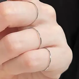 Dainty Silver Stacking Rings for Women 3PCS Thin Stainless Steel Bands Size 6 7 8 Minimalist Knuckle Rings for Everyday Wear non tarnish