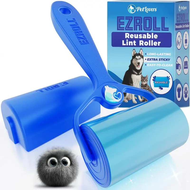 Petlovers Ezroll Reusable Lint Roller - Sticky for Life & Multi-Purpose Pet Hair, Dust, & Lint Remover for Clothing, Upholstery, & Cars - Sustainable, Washable & Efficient Does not apply
