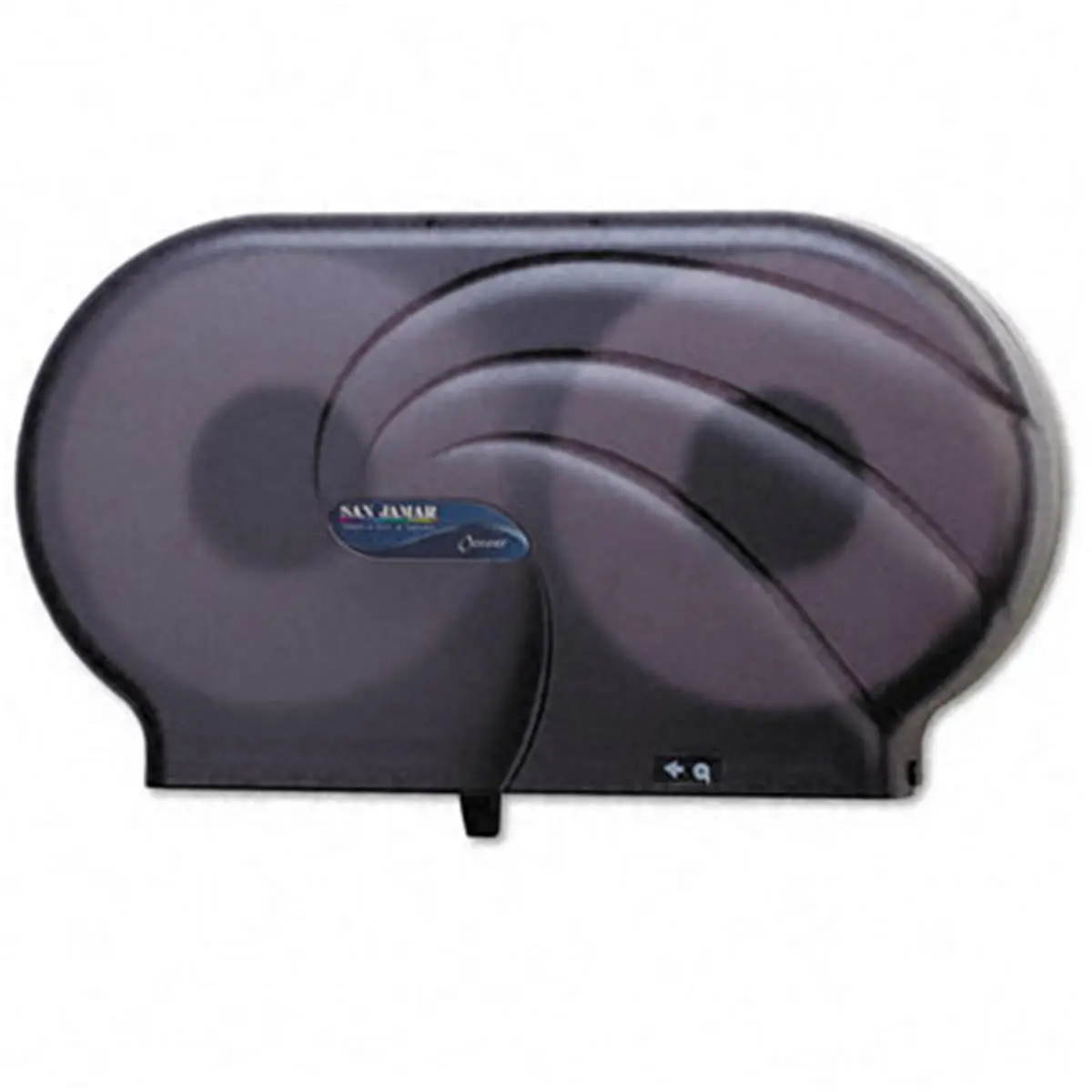 San Jamar Oceans Plastic Twin Bath Toilet Tissue Dispenser with Transparent Cover, 9 JBT Capacity, 3 1/4 in Core Diameter
