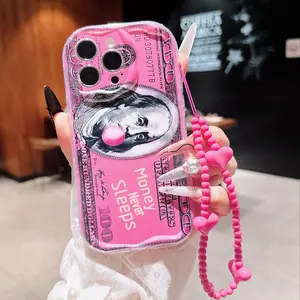 Personalized Money Cash Pattern Phone Case Cover, Elegant Heart Lanyard, Valentine's Day Christmas Gift, Compatible with iPhone 17/11/12/13/14/15/16/7/8, Casing, Accessories, Smartphone