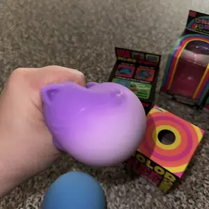 NeeDoh Cool Cat - Squishy, Squeezy, Stretchy Stress Ball Cats, Sensory Fidget Toy- 4 assorted colors - Ages 3 and up - One randomly selected piece stress ball