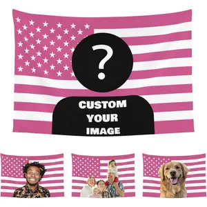 Custom Pink America Flag 40x60 inch Personalized Flags Design Your Image Funny Tapestry Poster For Decorate Clubs Concerts Bars University Dormitories Living Rooms Bedrooms Decoration Gift