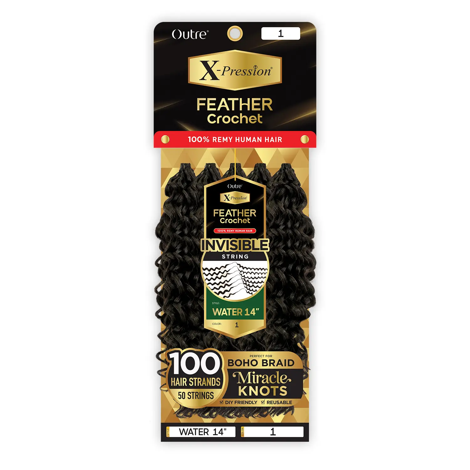 Outre Human Hair Crochet Braids X-Pression Feather Crochet Water 14"