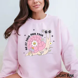 Retro mental health sweatshirt, Mental health awareness, Anxiety sweater, Cute snail shirt, Mushroom crewneck, Trendy oversized sweatshirt