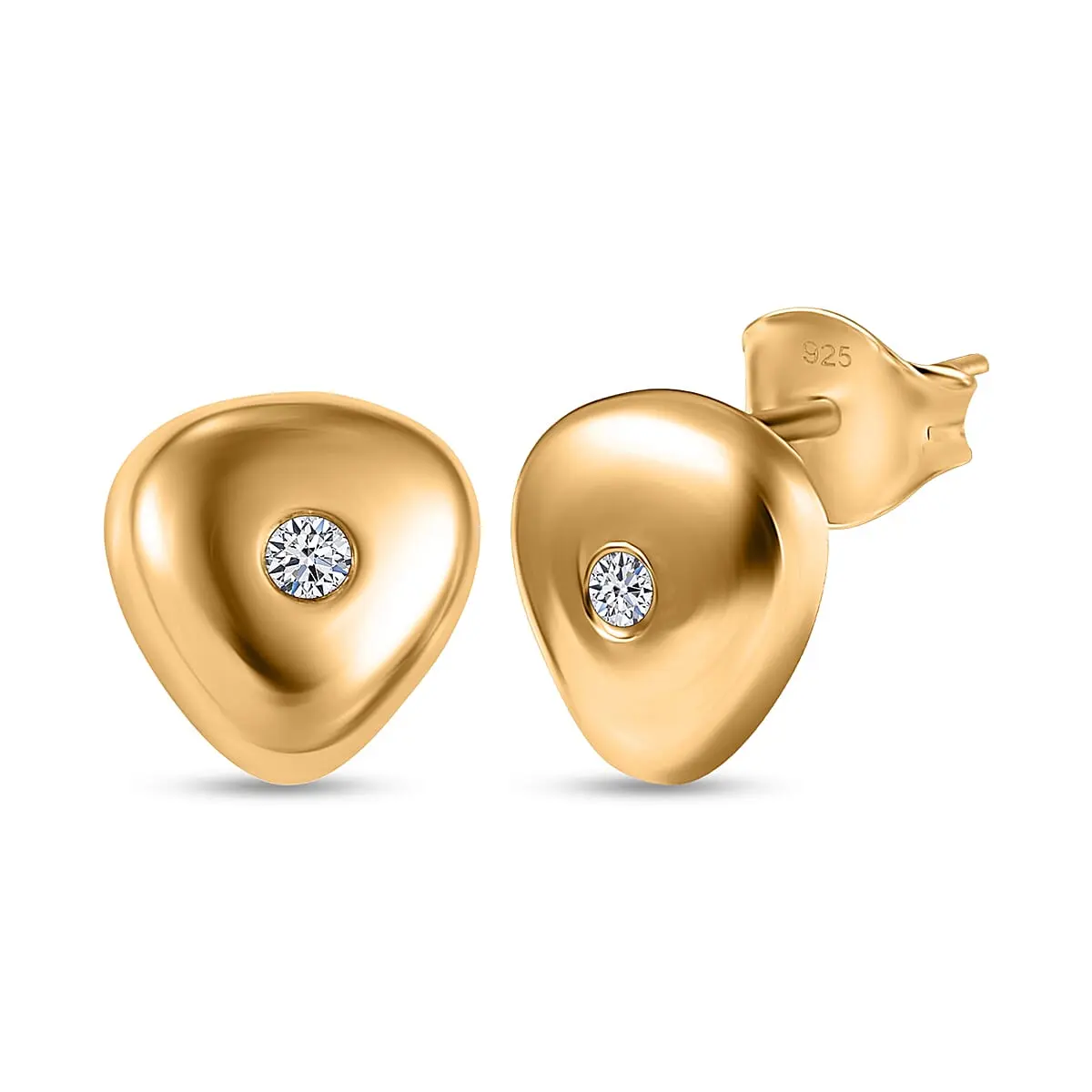 D'Joy Lab Grown Diamond Stud Earrings in 18K Vermeil YG Over Sterling Silver 0.07 ctw