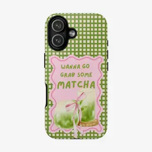 Wanna Go Grab Some Matcha Phone Case Compatible with iPhone 17, 16, 15, 14, 13, 12, 11, X & Galaxy – check our available sizes.