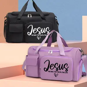 Women's Tote Bag Jesus patterned travel bag, multi-functional gym tote/backpack, large capacity casual yoga bag, lightweight, suitable for gym, exercise, and overnight travel, Multifunctional Travel Bag