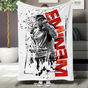 EMINEM rap art design flannel blanket, ultra-soft sofa blanket, large size, suitable for sofas, beds, travel, birthday and Valentine's Day themed gifts.