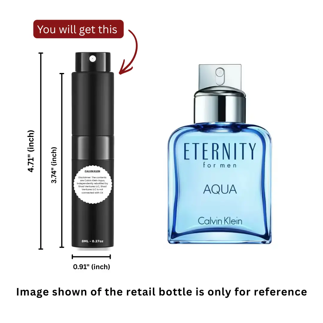 Calvin Klein Eternity Aqua Eau de Toilette Men 8ml / 0.27oz – 100% Original Authentic Decanted Perfume Spray