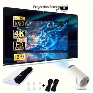120-Inch Projection Screen 4K HD 16:9 Foldable Portable Anti-Wrinkle Projector Curtain, Home Theater Outdoor Indoor Use