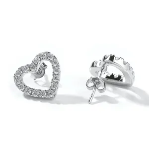 Aurora Heart Studs, 18KT Gold Plated Heart Shaped Earrings, High Quality 9x8mm Brass Base Earrings with Radiant Stones