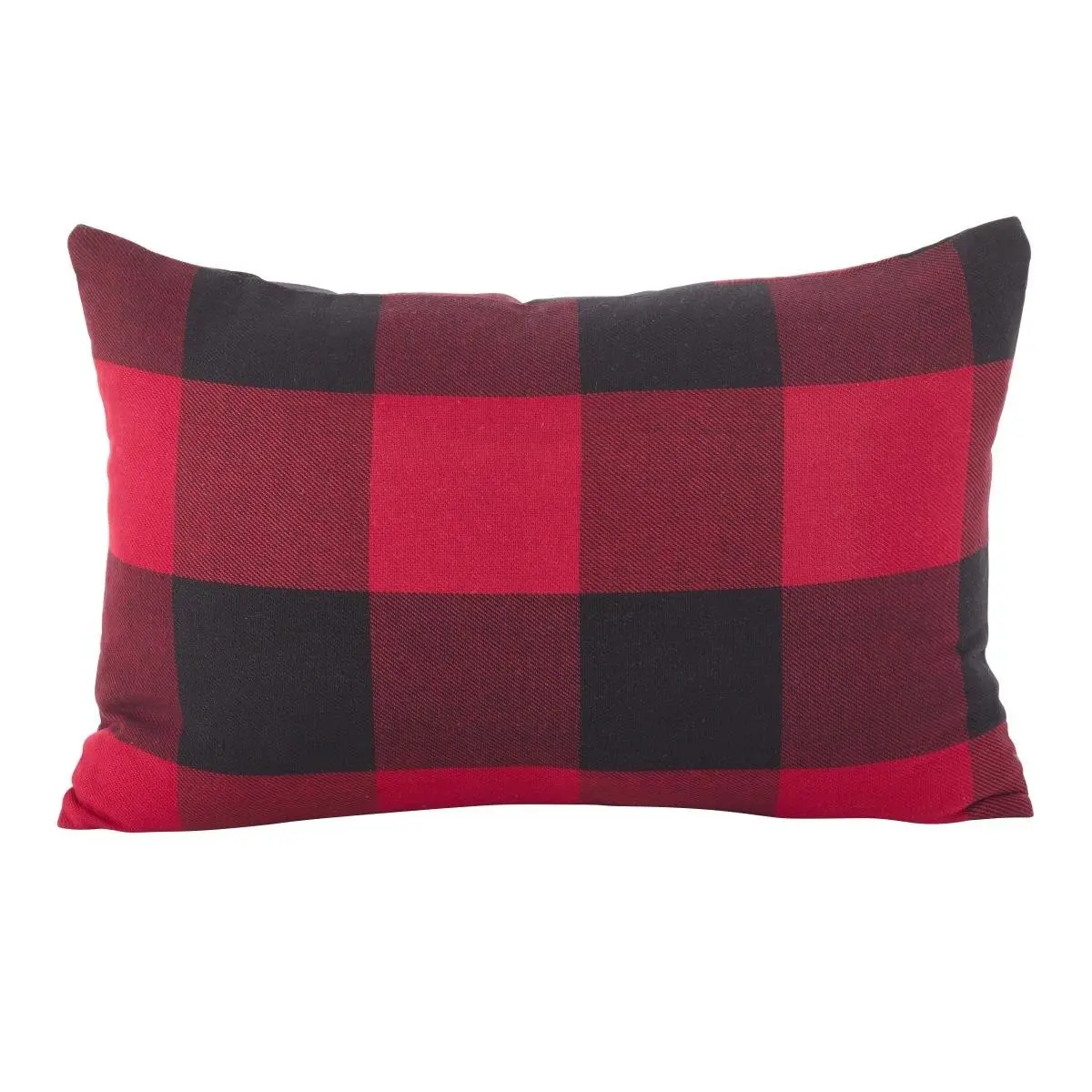 212 MAIN Classic Plaid Pattern Log Cabin Bed Pillow, 13x20 in. Woven Cotton Buffalo Check, Down Filled, Red, Machine Wash, Home Decor Rectangle Standard Pillow
