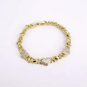 18 Karat Layered Real Gold-Filled XO Bracelet, Exquisite Trendy High Quality Heart Design Bracelet, Layered Hearts, Size #7, Exquisite Trendy Bracelet, High Quality Bracelet