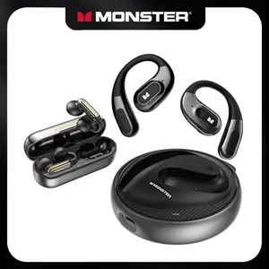 Monster Open Free AC100 Open Ear Headphones, Bluetooth 5.3 Wireless Headphones with Earhooks, Immersive Stereo Sound by Dual Large Driver, Clear Talk, 30H Playtime,Waterproof Sport Earbuds for Running comfortable  headset