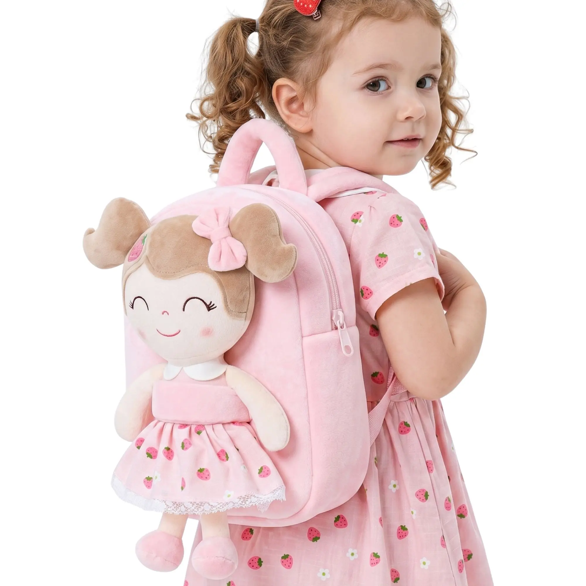 Gloveleya Kid Backpack for Toddlers for Back to School - Cute Princess Doll Kindergarten School Bag for Girls, Soft Plush Daycare Bag with Detachable Toy,back to school
