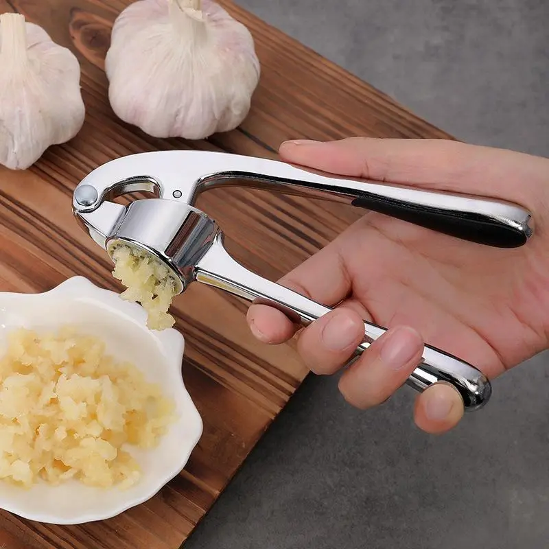 Stainless Steel-Zinc Alloy Manual Garlic Press with Handle Grip - High-Efficiency Adult Household Item, Easy to Squeeze & Clean, Countertop Cooking Accessory for Home Kitchen Utensils,home decor