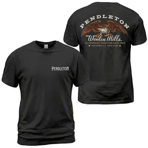 Pendleton Woolen Mills Eagle T-Shirt, Western Heritage Graphic Tee With Eagle Back Print, Front Chest Pendleton Logo Shirt, American Tradition Lifestyle Apparel, Vintage Outdoor Casual Gift for Men and Women