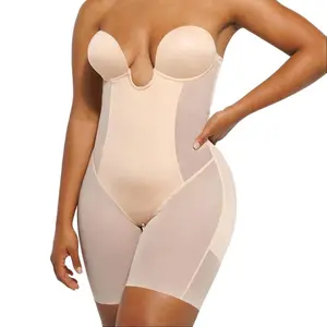 Shapellx AirSlim Deep Plunge Butt-Lifting Bodysuit Sleeveless Womenswear Short
