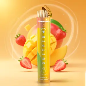 QuitPix Extra Thick Premium Flavored Toothpicks with N-A-C & L-Theanine, Kosher, Vegan MADE IN THE USA (Mango Strawberry Mint 20count pack of 1)