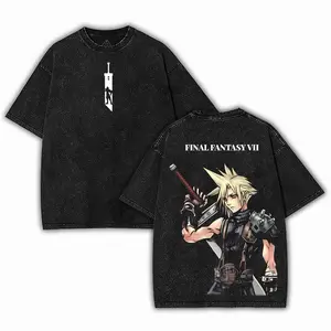 Final Fantasy 7 Washed Unisex Graphic Tees, Casual Crewneck Short Sleeve Shirts, Cloud Strife, Final Fantasy VII Shirt,Men Gifts Gift For Fan unisex cotton streetwear