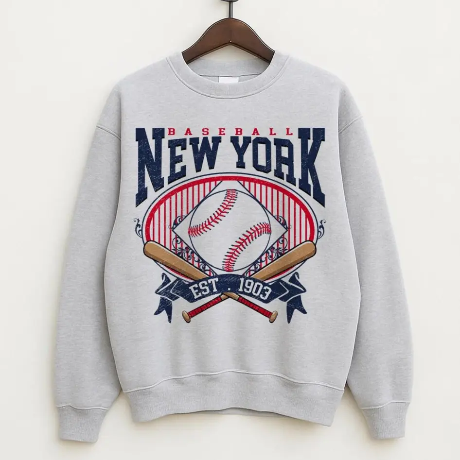 Retro New York Baseball Team Est 1903 Crewneck Shirt, New York Baseball Sweatshirt Gift Tee, Baseball Us, Baseball Lovers, Game Day Hoodie