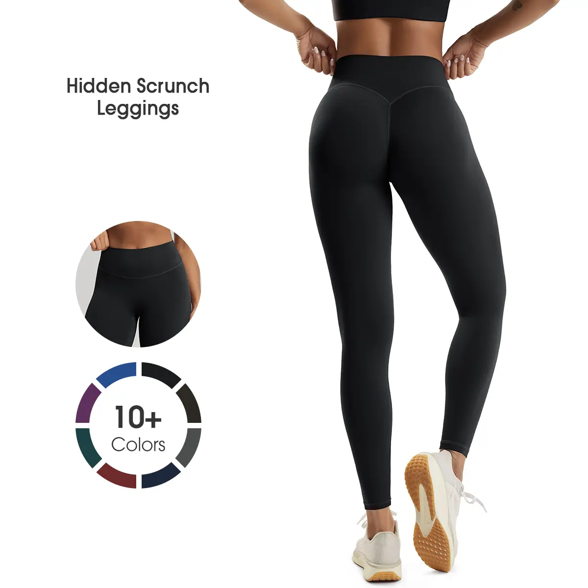 ODODOS Women's Buttery Soft Plain Leggings, Seamless High Waist Yoga Pants with V-Scrunch Butt Lift, Camel-Toe Free, 27", 27 In, Female, Workout Equipment, Workout Gear, M, Pants That Lift Glutes