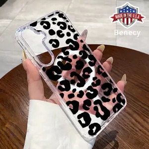 Magnetic Phone Case Supports Wireless Charging Compatible with Galaxy  S23 Ultra S24 Plus FE S25 S22+ Black Speckled Pattern Non-Yellowing Shockproof Soft Silicone Transparent Acrylic Large Hole Cover