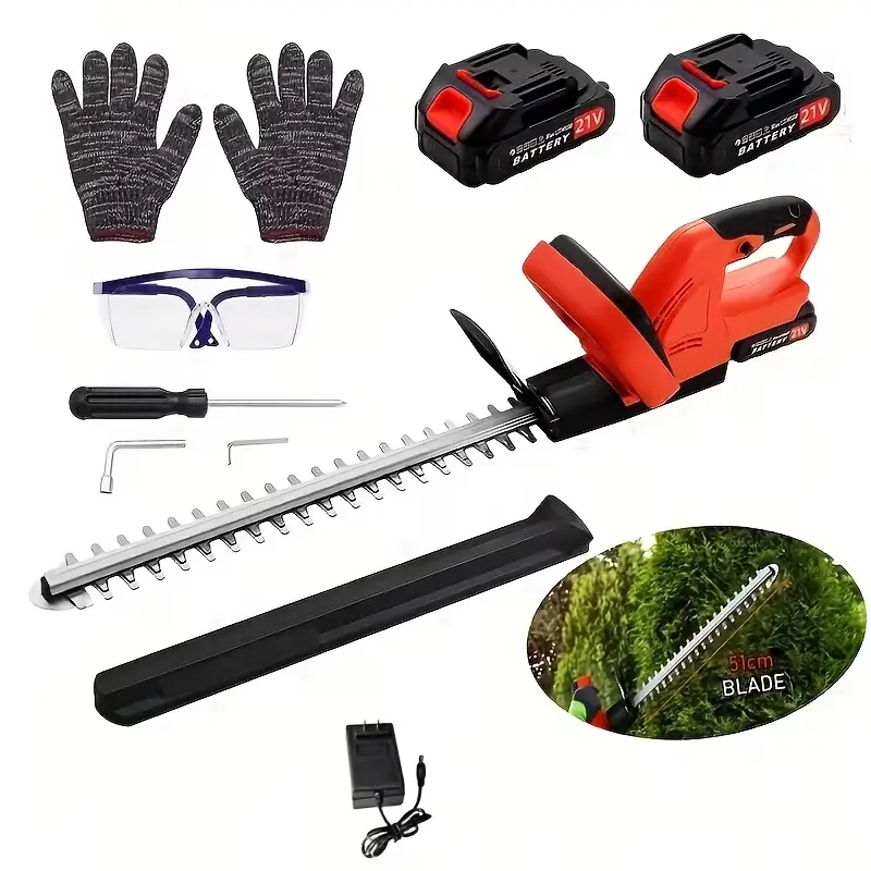 21V Lithium-Ion Cordless Hedge Trimmer, 20-in Cutting Length, Garden Pruning Tool for Shrubs double side