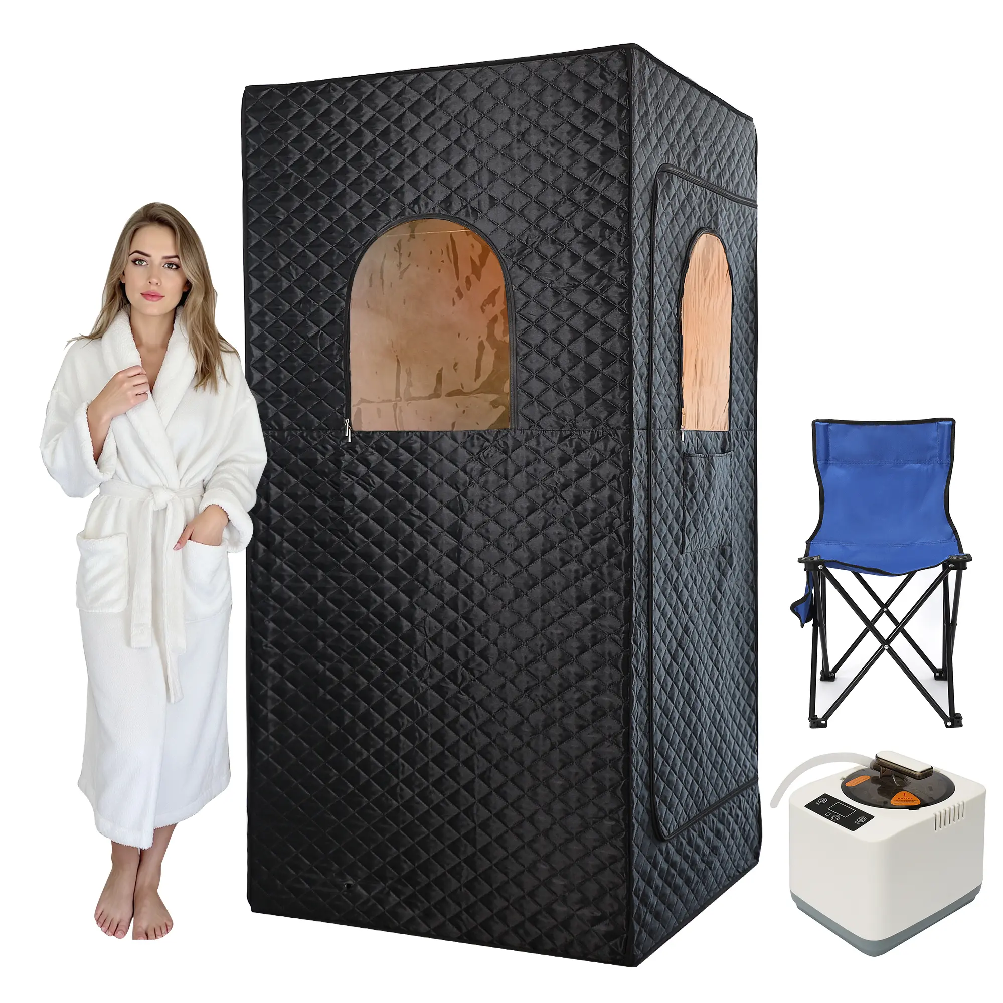 Portable Steam Sauna Tent for Home, 3L 1200W Personal Sauna Box with Remote, Foldable Full Body Spa Kit for Indoor Relaxation
