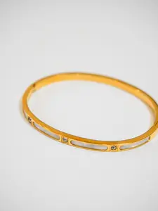 Gold diamond bangle bracelet titanium steel elegant cuff bracelet for women minimalist gold wrist jewelry for everyday wear weddings parties stackable bangle classic hinged bracelet gift for her modern timeless design Durable Stylish