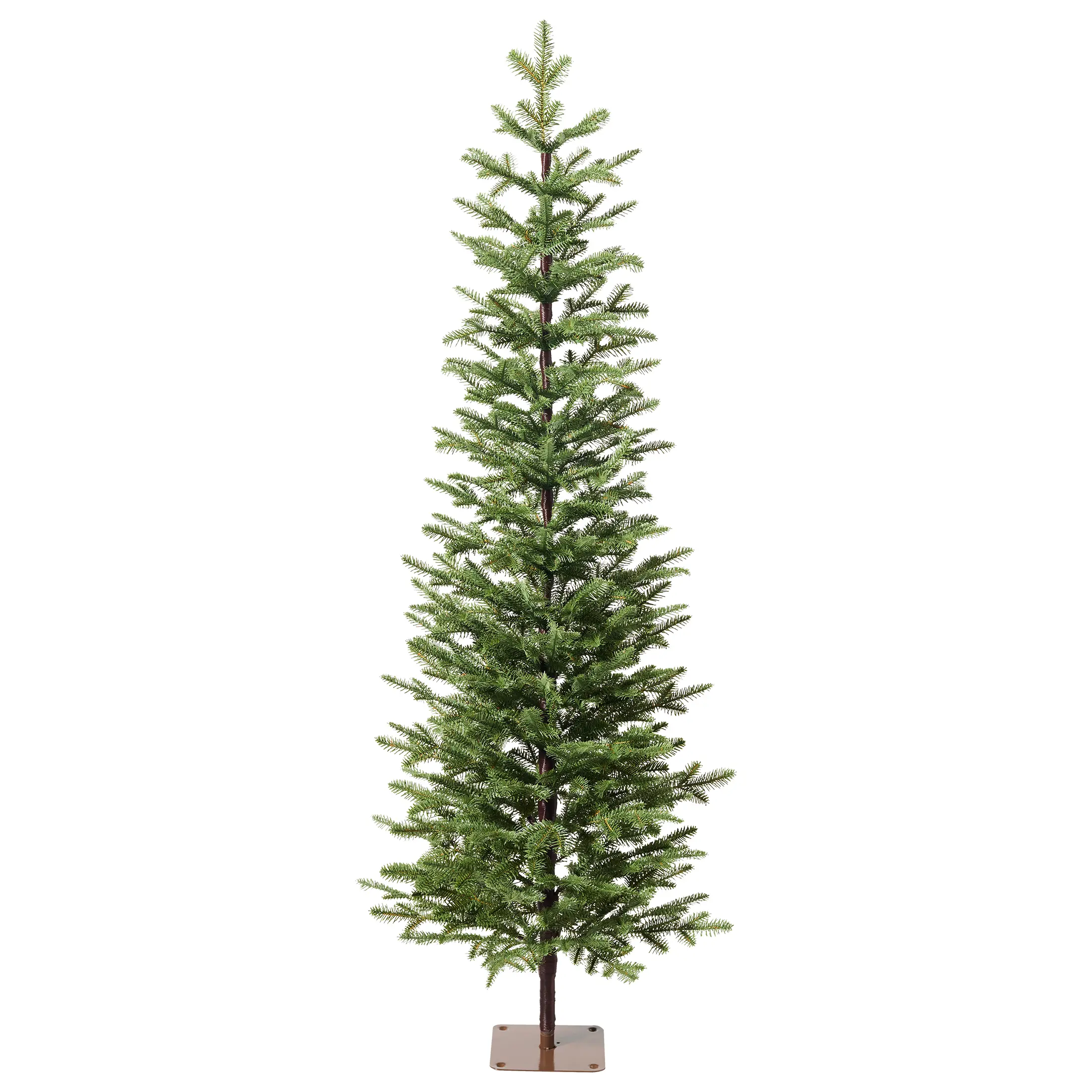 DR.Planzen 5/6/7FT Pencil Christmas Tree, Slim Artificial Xmas Tree with Realistic PE Branch Tips, Pre-Lit or Unlit Options, Metal Stand for Apartment, Entryway & Indoor Holiday Decor