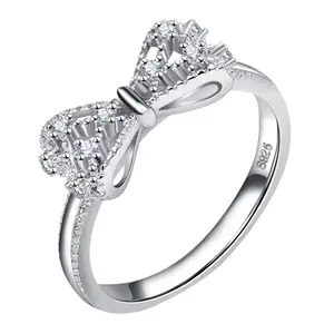 Women's stackable bow ring, exquisite cubic zirconia engagement wedding stackable infinite eternal love knot ring