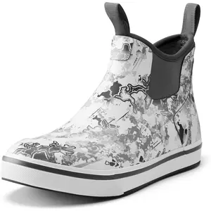 Men's Deck Rain Boots Saltwater Fishing Booties Waterproof Ankle Rain Boots with High Traction Footwear Boy