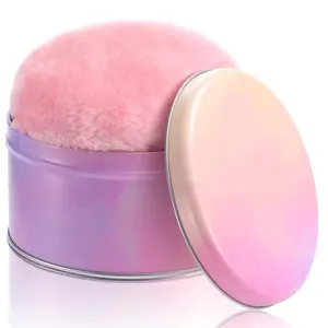 Powder Puff, 5.12 Inch Powder Puff for Body Powder, Large Loose Soft Velour Body Powder Puff and Container