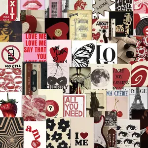 Red Lip Series Postage Stamp, 50pcs/set Self Adhesive Decorative Sticker, DIY Decals for Water Bottle, Laptop, Phone Case, Scrapbooking, Journal Making Sticker Packs