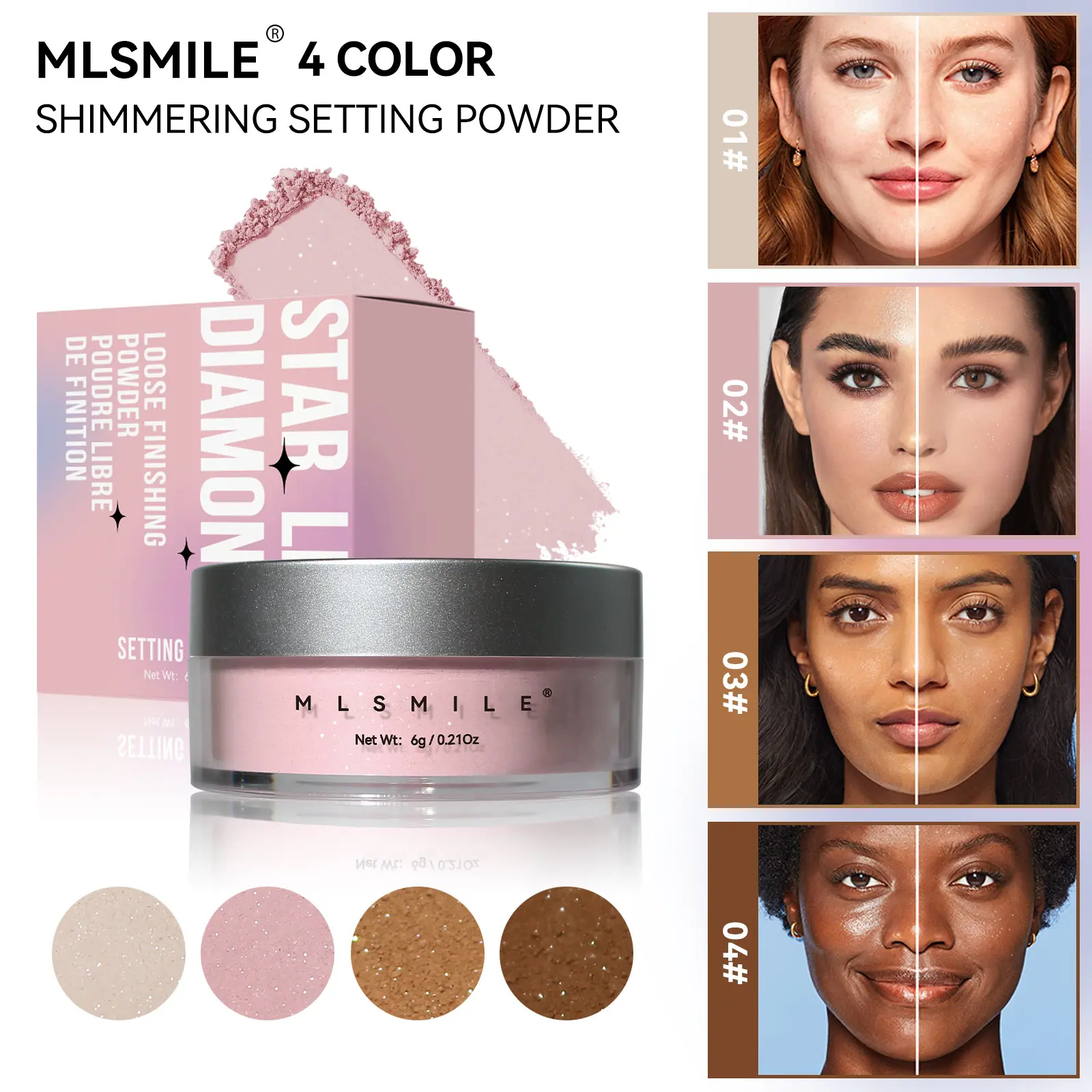 Pearl Powder - Waterproof, Sweat-Proof, Oil-Control Matte/Pearlescent Powder 6g, Lightweight for Sensitive Skin, Moisture & Cosmetic Use, Alcohol Free - Makeup, Flawless
