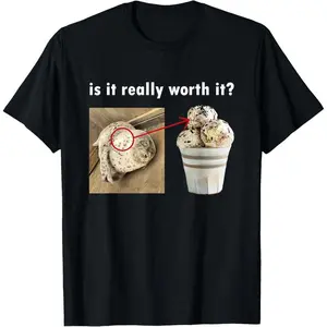 Is It Really Worth It Silly Seal Meme T-Shirt Casual Style Tee Casual Street Comfy Ice Cream