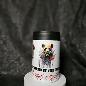 12oz Can Coozie Be Afraid Zombie Panda