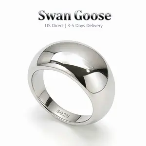 S925 Sterling Silver Chunky Dome Ring, Fashion jewelry Accessories for Men & Women, All-match Fashion Accessories for Daily wear