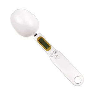 Scale Spoon Gram Measuring Spoon, Kitchen Digital Weight Scale Spoon Milligram Measuring Scoop Grams Electronic Measuring Cup for Portioning Tea Flour Spices Medicine White