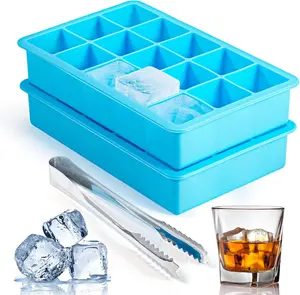 Silicone Ice Cube Trays for Freezer 2 Pack – Easy Release Flexible Ice Molds with 15 Ice Cubes Each | BPA-Free Reusable Trays for Whiskey, Cocktails & Cold Drinks
