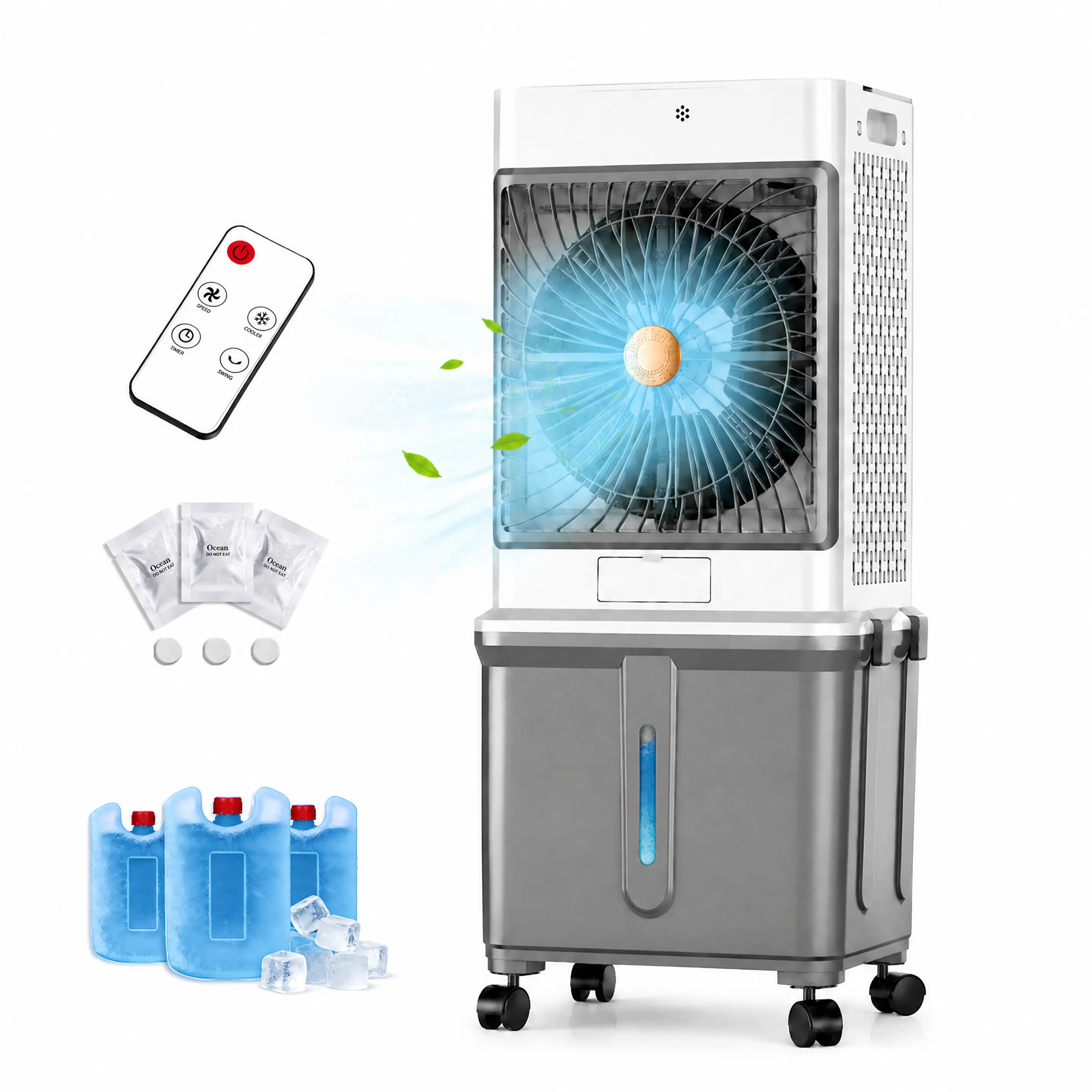 KTO Evaporative Air Cooler Fan & Air Cooling &Essential Oil,35L Water Tank,2500CFM Portable Cooling Fan,3Speeds,7H Timer,Smart Remote,Swamp Cooler for House,Bedroom,Outdoor Camping Vlogging Kit