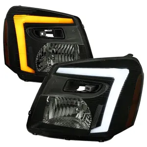 2005-2009 Chevy Equinox Factory Style Headlights with Sequential Switchback LED Bar Turn Signal (Matte Black Housing / Smoked Lens)