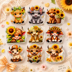 Sunflower Highland Cow MagSafe Phone Grip, Summer Coquette Farm Animals Phone Holder, Cute Animal Magnetic Pop Socket, Summer Vibe Animals Griptok