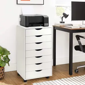 VOWNER 7-Drawer Organizer, Tall Chest of Drawers with Caster Wheels, Alex Drawers File Vanity Storage for Home Office, Bedroom